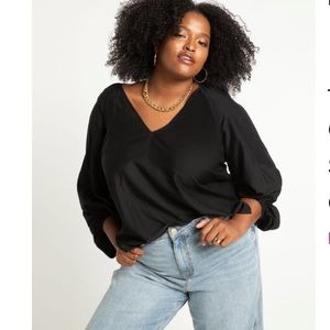 Poet sleeve v-neck blouse